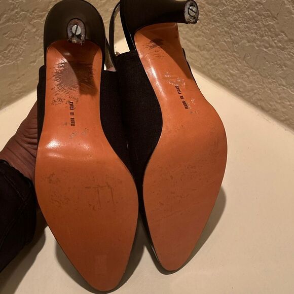 Salvatore Ferragamo 9.5 AAAA Slingback Mule Heels Black Patent Leather Witchy - Picture 9 of 12